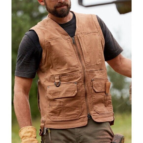 Duluth Flex Mens 3XL Fire Hose Ultimate Vest Canvas Tan Work 25 Pocket Relaxed